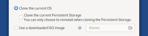 Option: **Clone the current Persistent Storage** below **Clone the current Telestai-CB**