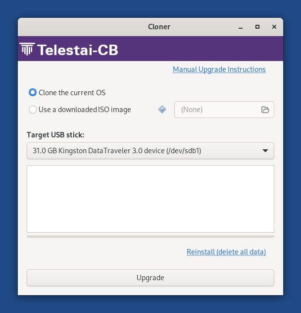 Telestai-CB Cloner: 'Clone the current Telestai-CB'